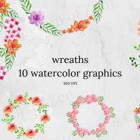 Wreaths Watercolor Graphics