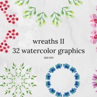 Wreaths II Watercolor Graphics
