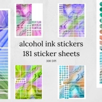 Alcohol Inks Digital Stickers