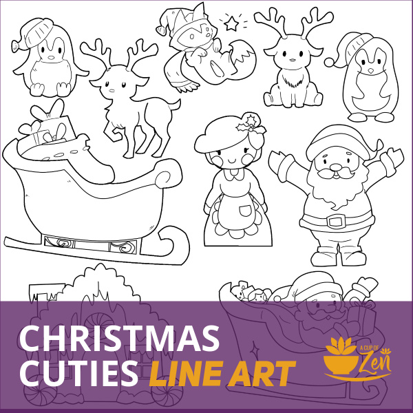 Christmas Cuties Line Art Pack