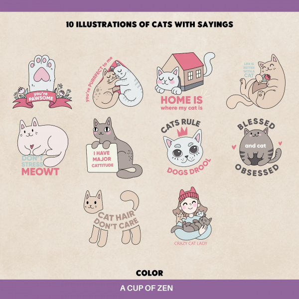Cats Clipart - Color Version