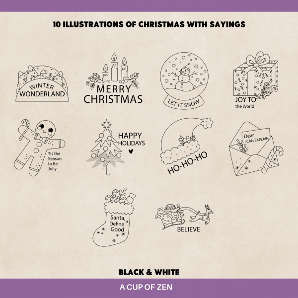 Christmas Clipart - Black and White Version