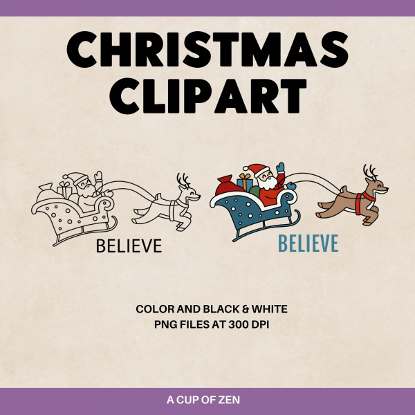 Christmas Clip Art - Color and B&W Versions