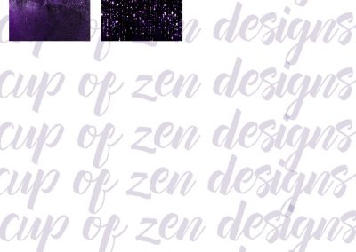 Digital paper designs featuring a cup of zen in shades of purple, available for commercial use.