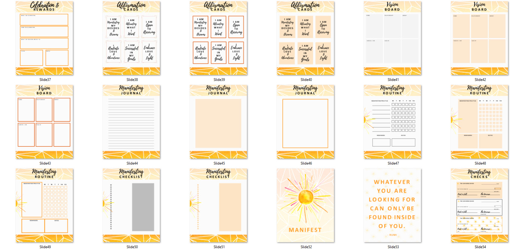 manifest what you want planner templates