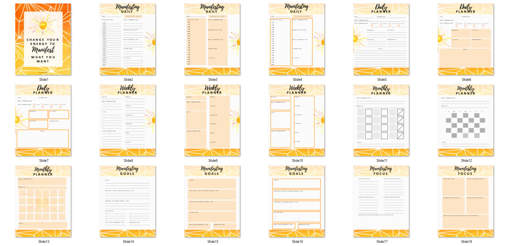 manifest what you want planner templates