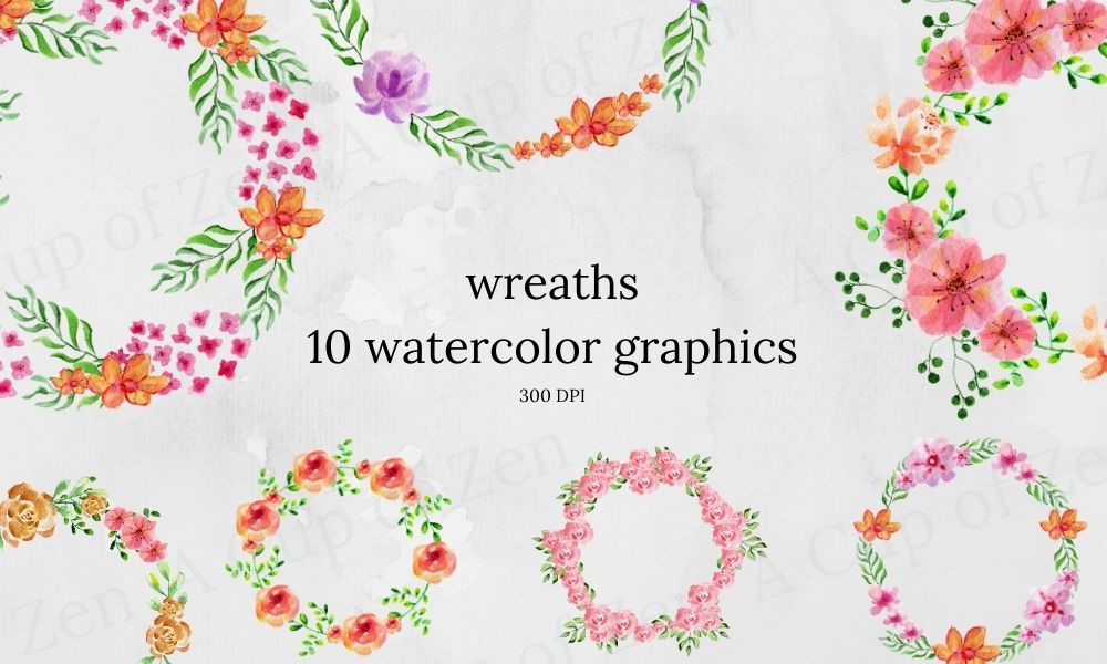Wreaths Watercolor Graphics