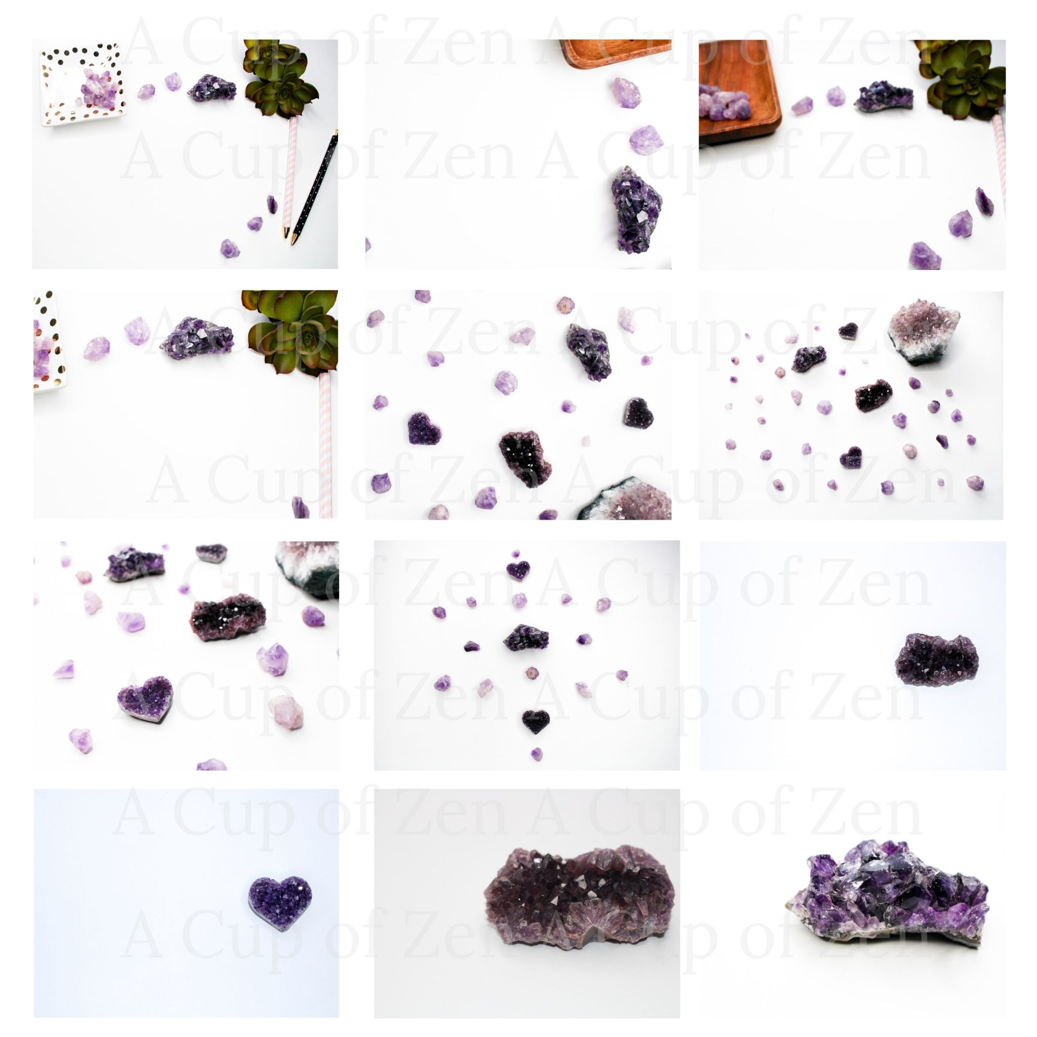 amethyst crystals styled stock photos
