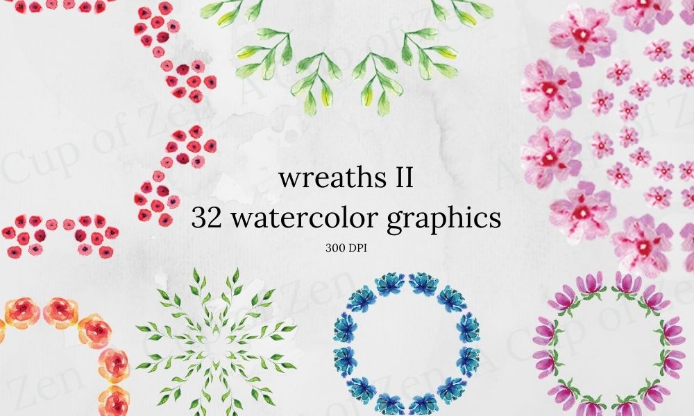 Wreaths II Watercolor Graphics