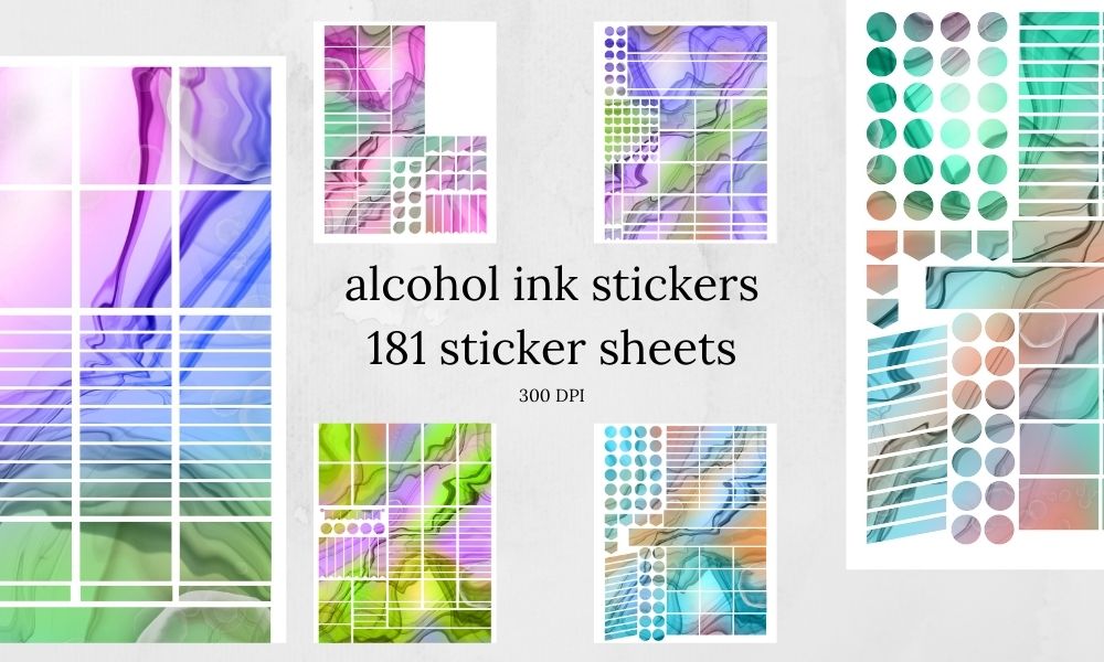 alcohol ink stickers digital