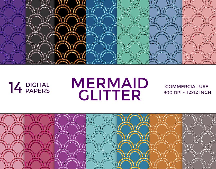 Mermaid Glitter Digital Paper