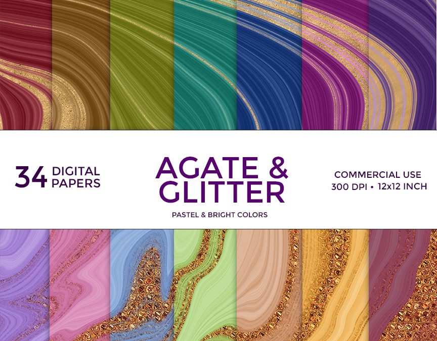 Agate & Glitter Digital Paper