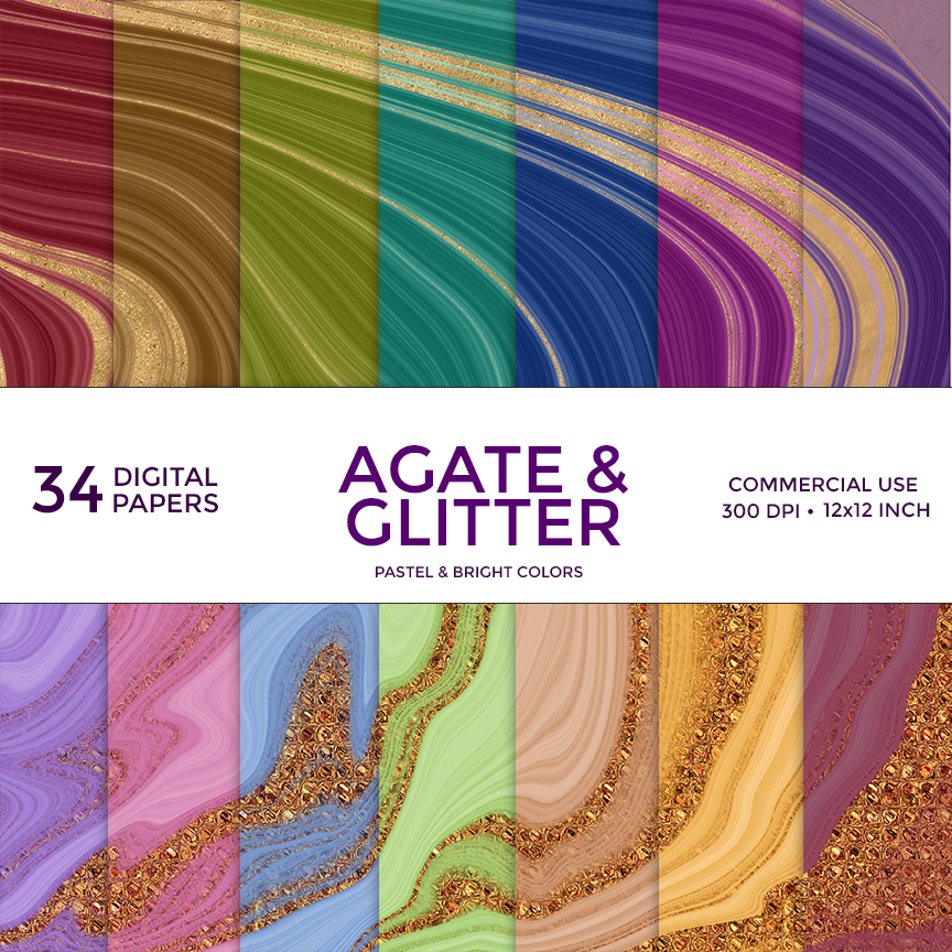 Agate & Glitter Digital Paper