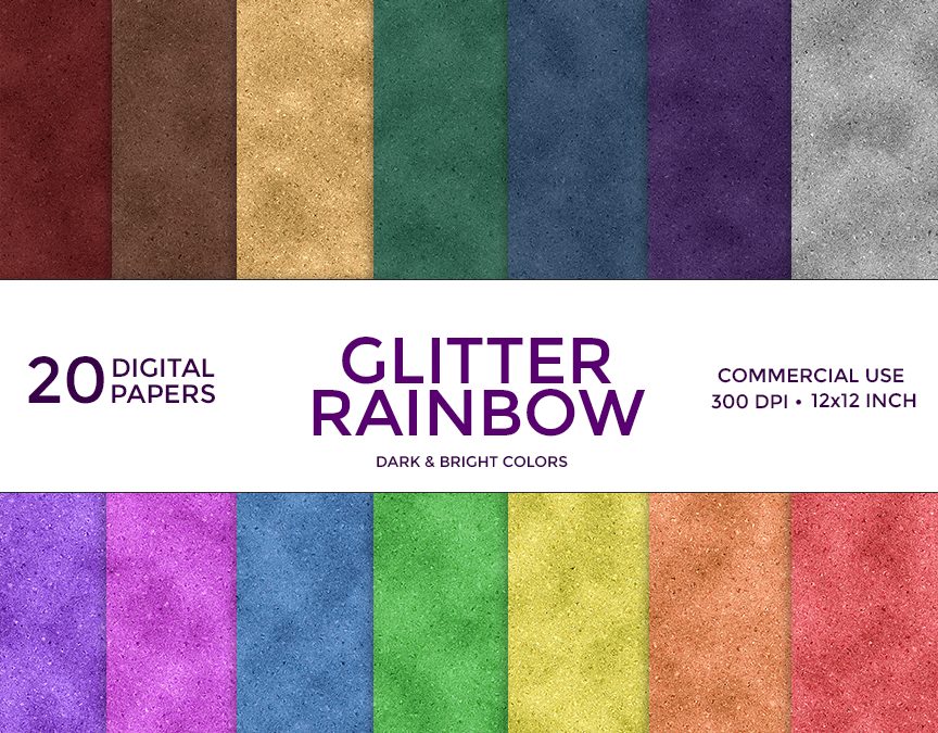 Glitter Rainbow Digital Paper