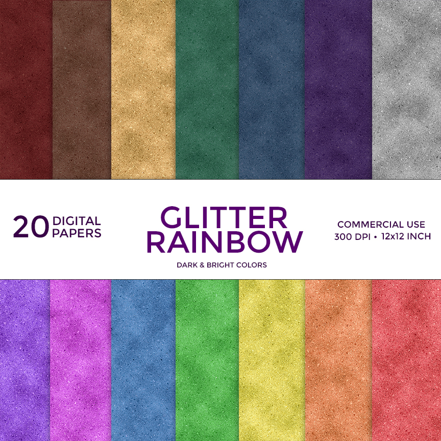 Glitter Rainbow Digital Paper