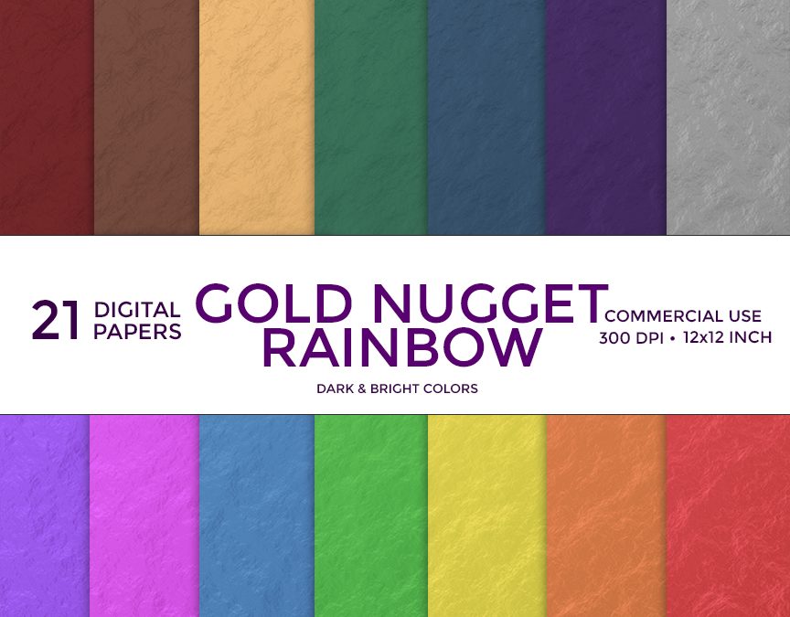 Gold Nugget Rainbow Digital Paper