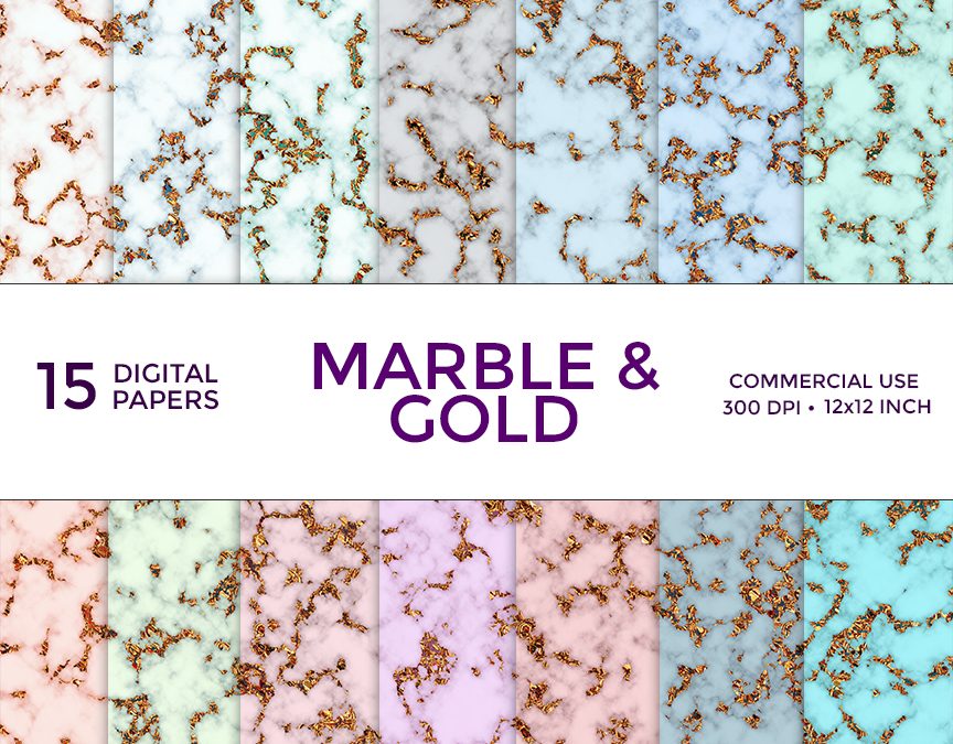 Marble & Gold Digital Paper