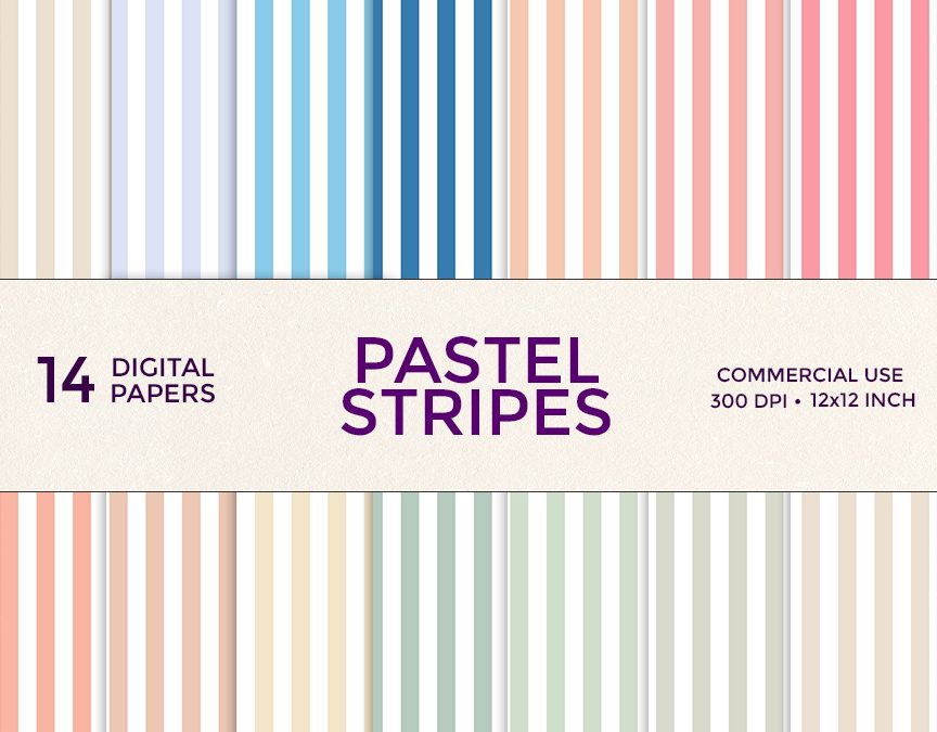 Spring Pastel Stripes Digital Paper