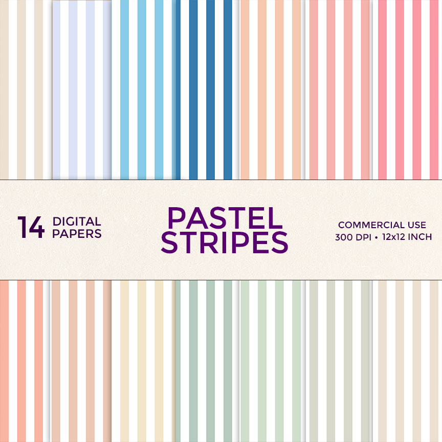 Spring Pastel Stripes Digital Paper