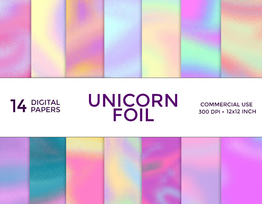 Unicorn Foil Digital Paper