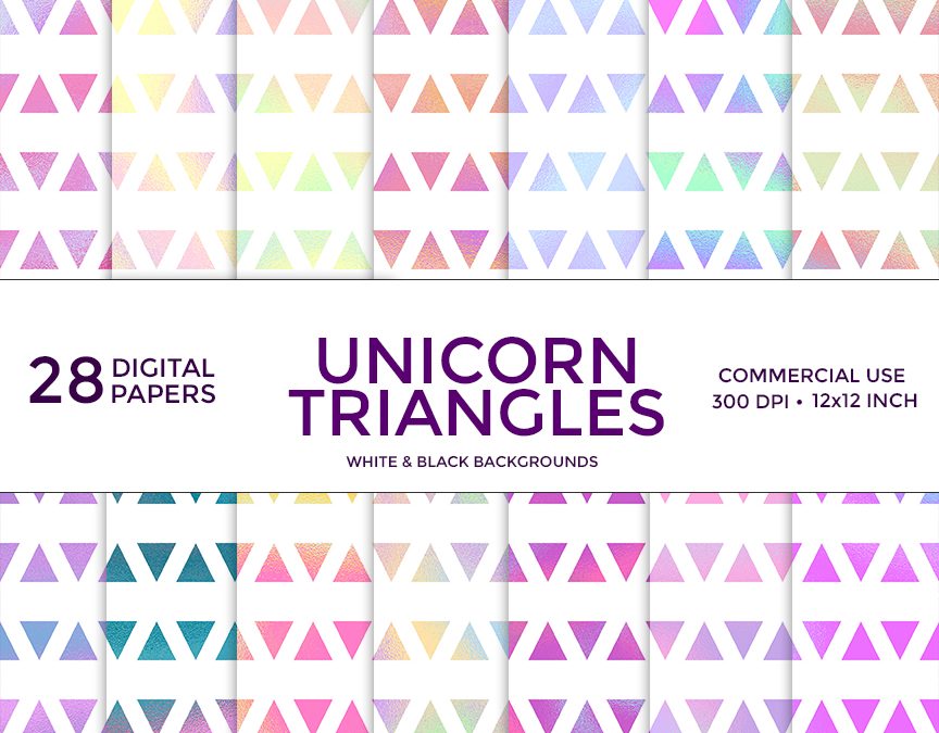 Unicorn Triangles Digital Paper