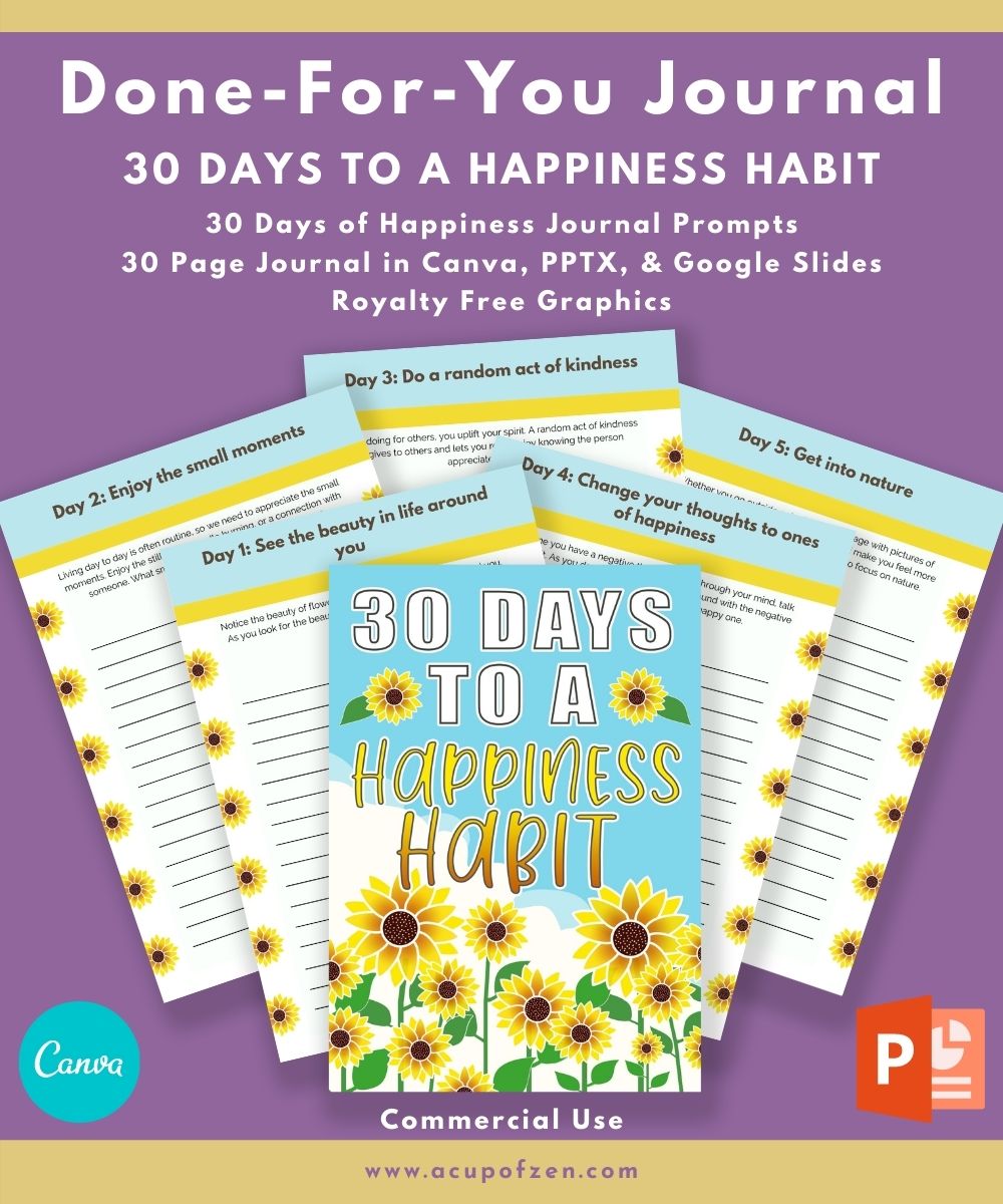 Happiness Habit Journal 30 Days Commercial Use