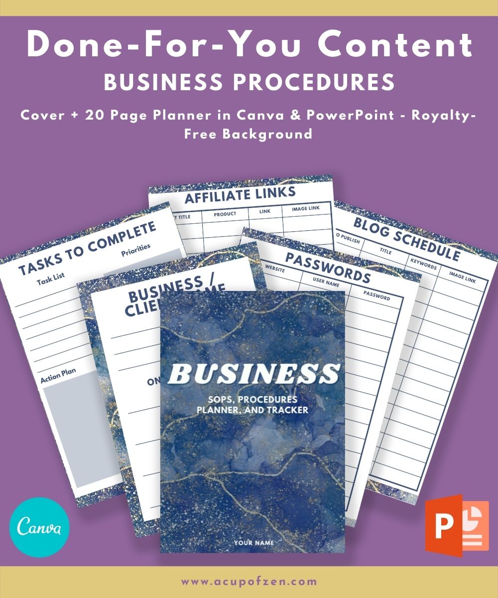 Business SOPs, Procedures Planner, Tracker, and Workbook