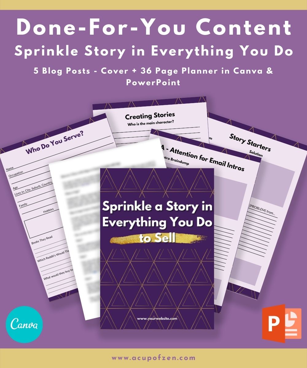 Sprinkle Stories in Everything You Do Done-for-You Content and Planner