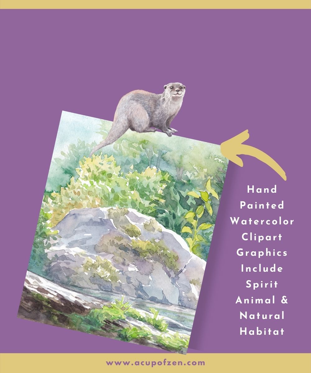 Otter Spirit Animals Commercial Use Watercolor Graphics