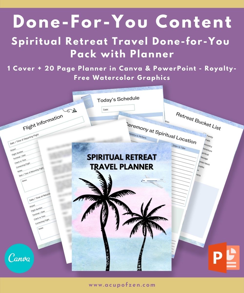 Spiritual Retreat Travel Planner Commercial Use