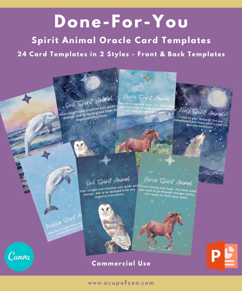 Spirit Animals Oracle Cards Templates