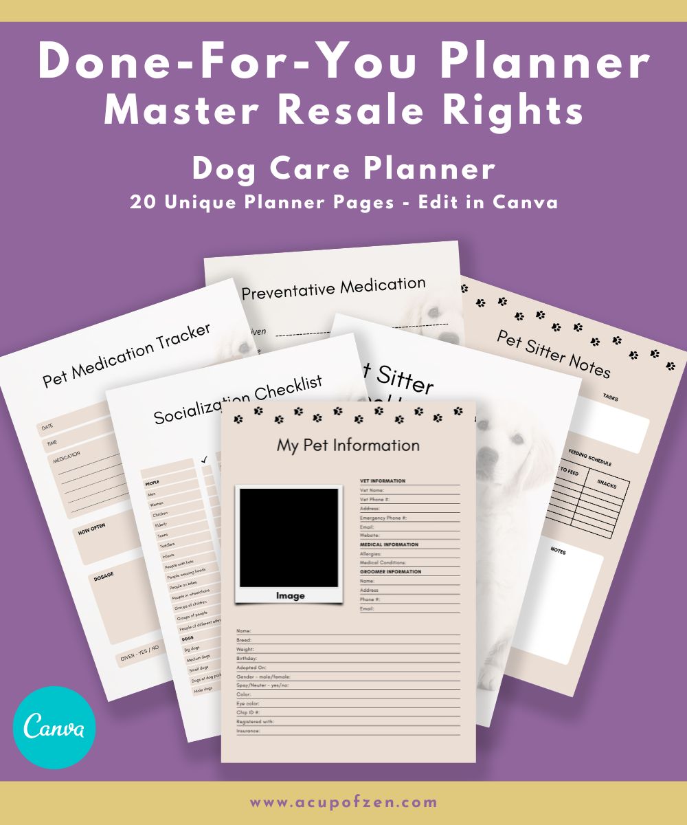 Dog Care Pet Planner Master Resale Rights
