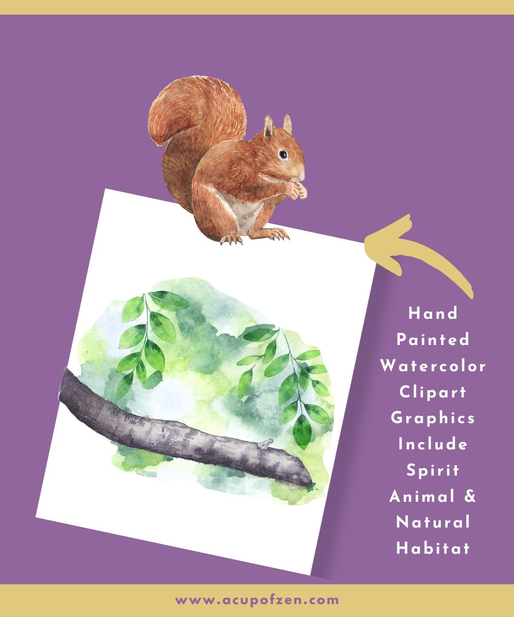4 Squirrel Watercolor Graphics Commercial Use