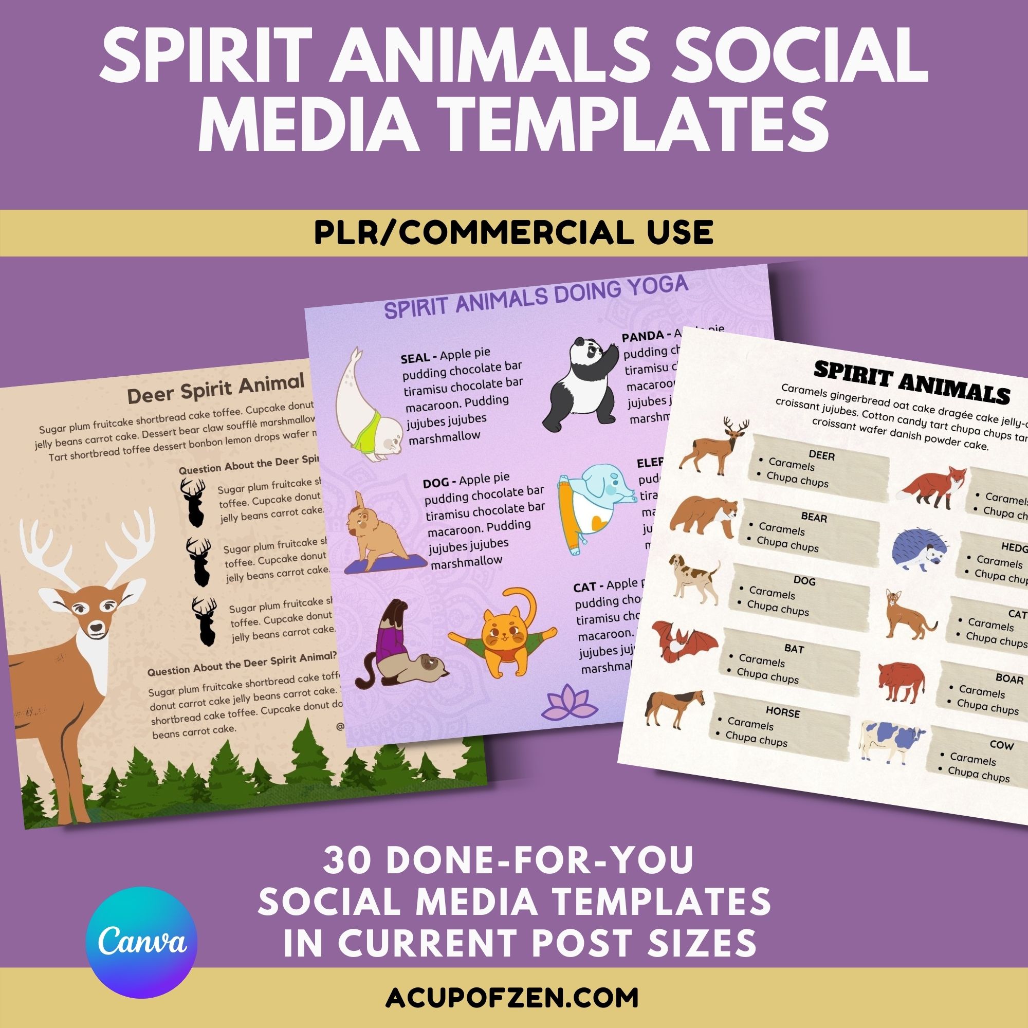 Spirit Animals Social Media Templates in Canva