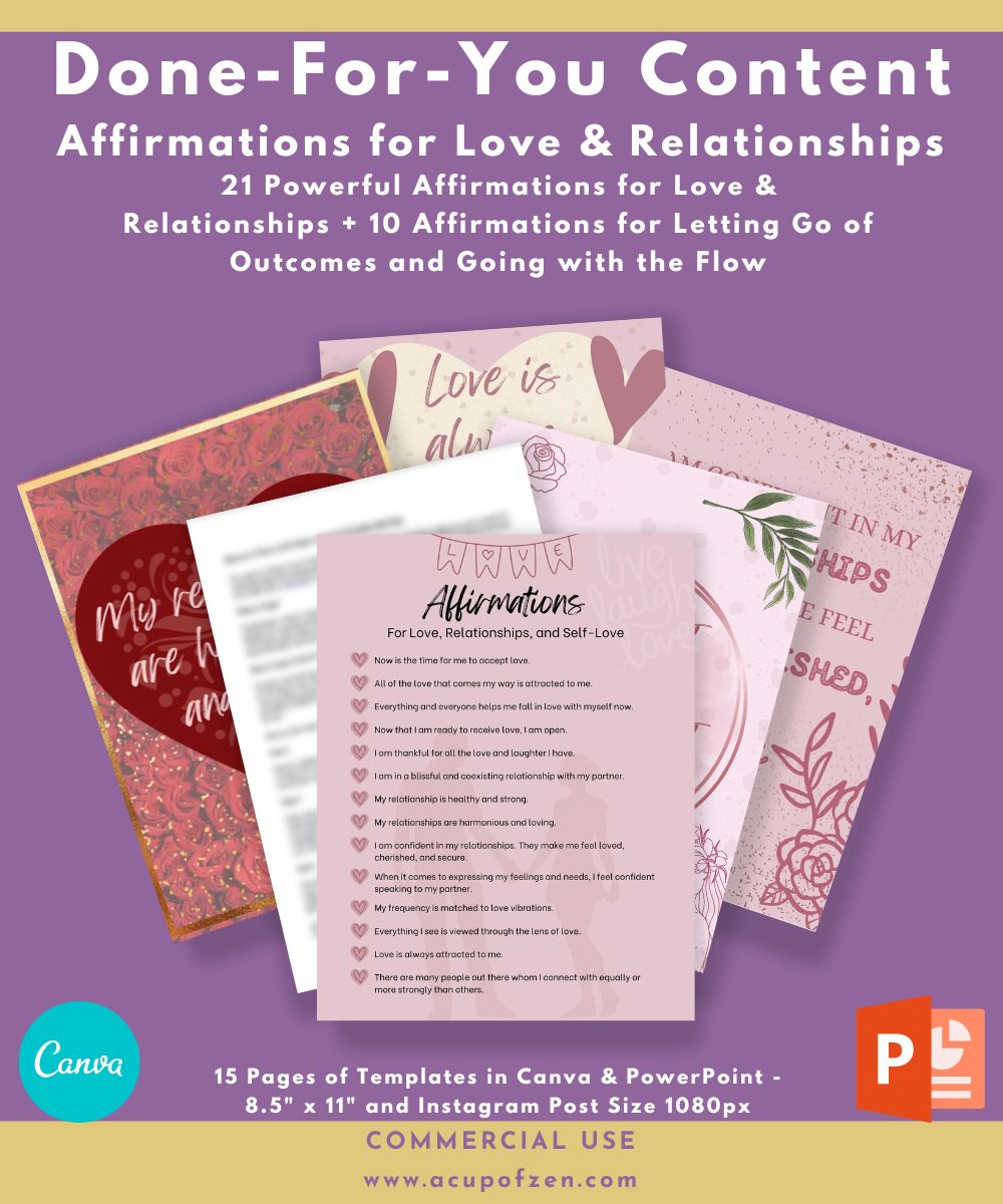 Affirmations for Love and Relationships Template Pack
