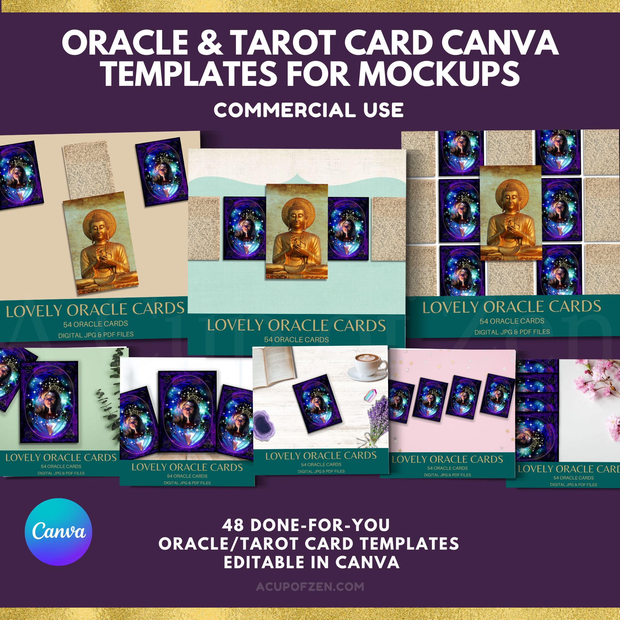 Oracle Tarot Card Canva Mockup Templates