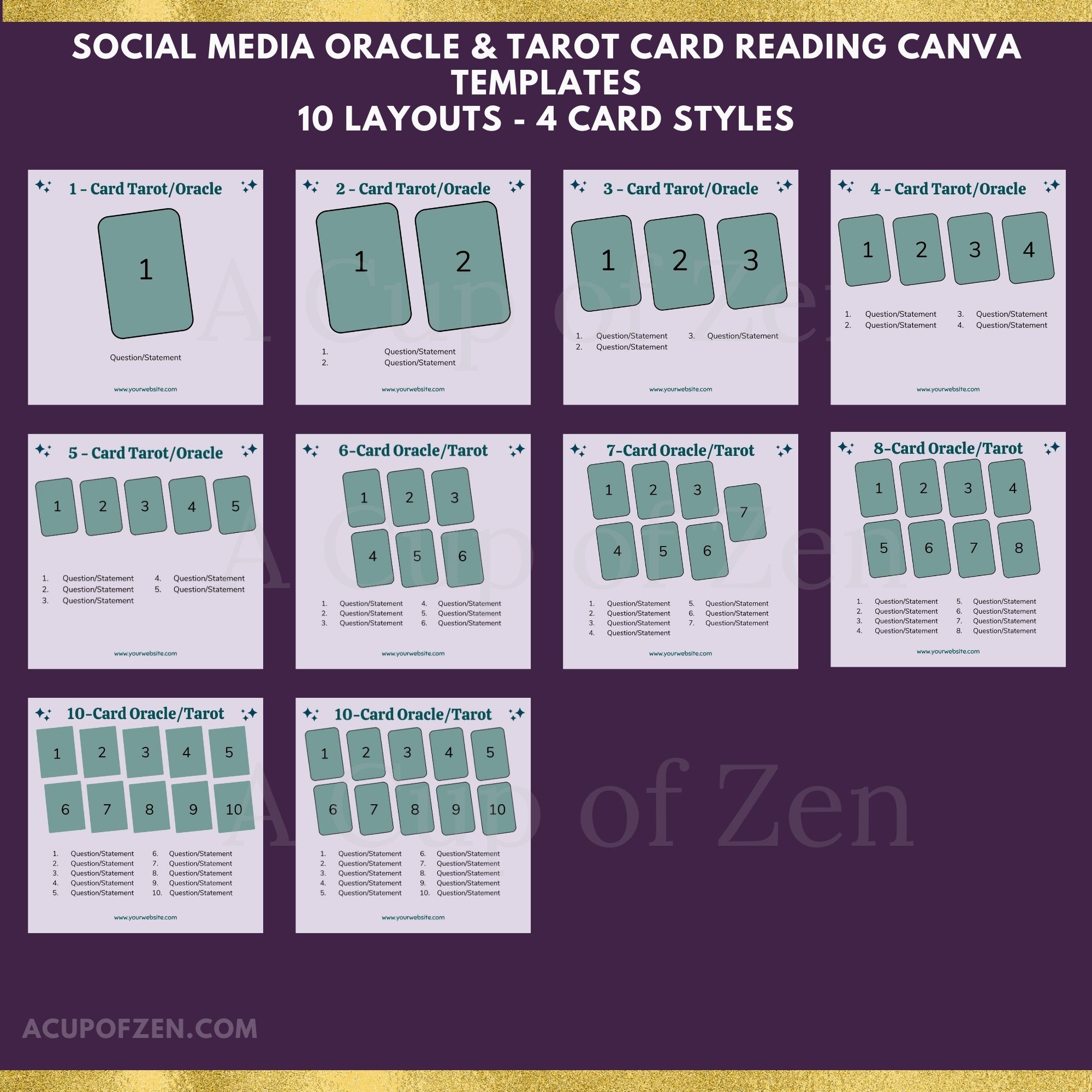 Oracle Tarot Card Canva Mockup Templates