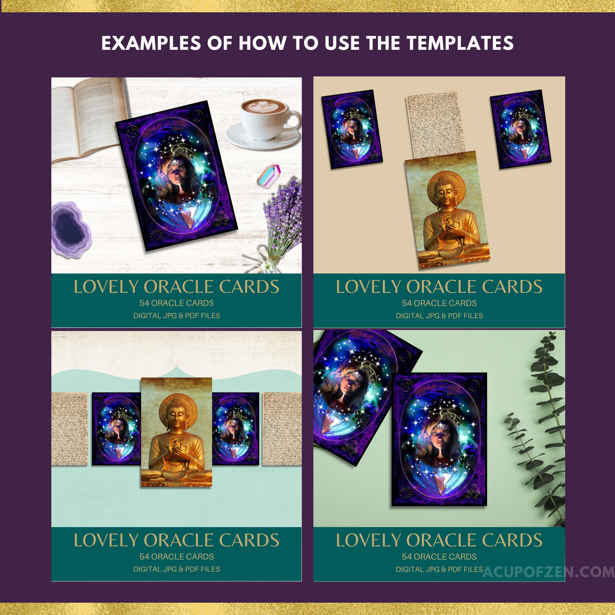 Oracle Tarot Card Mockup Canva Templates