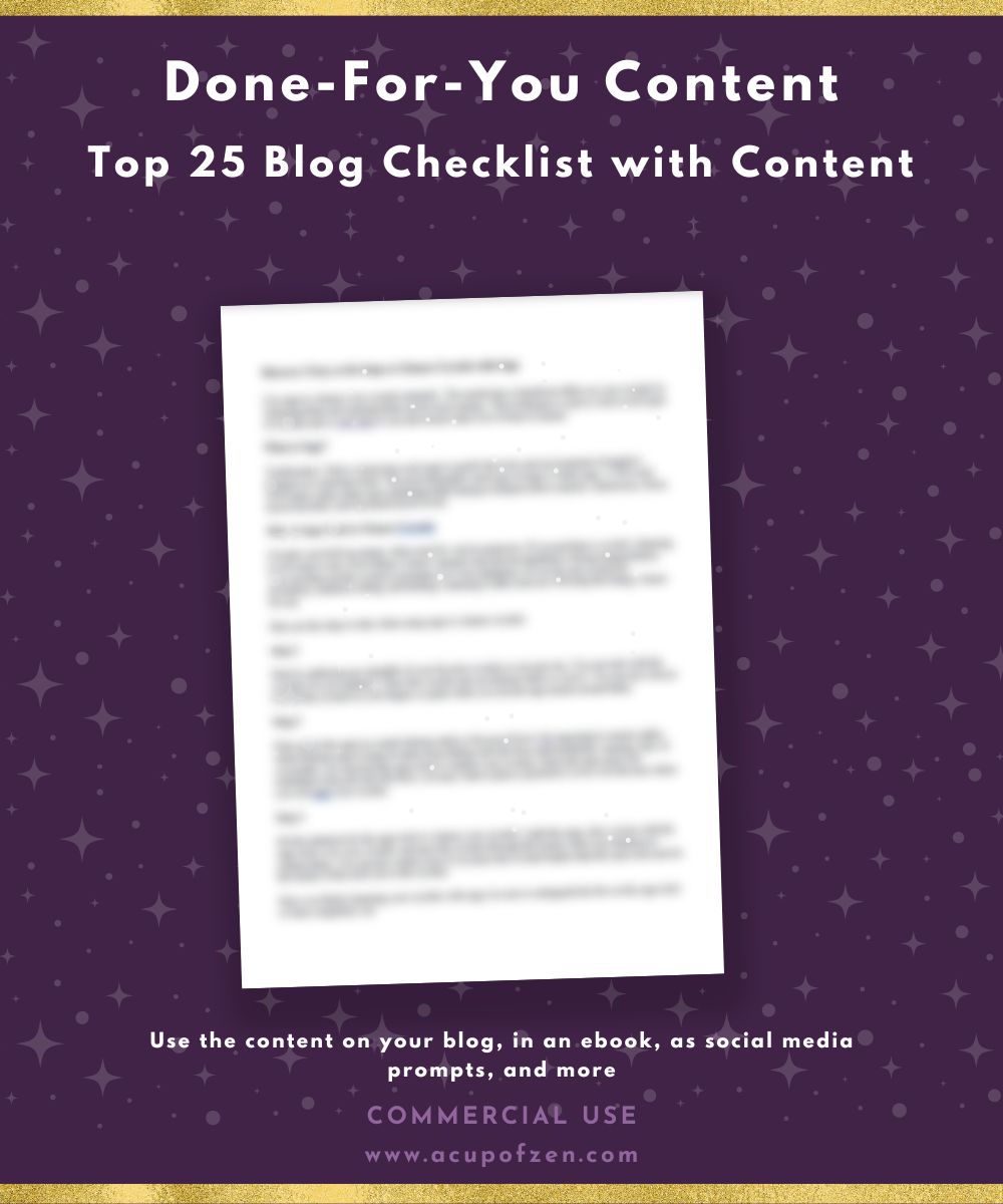 Top 25 Blog Checklist with Content