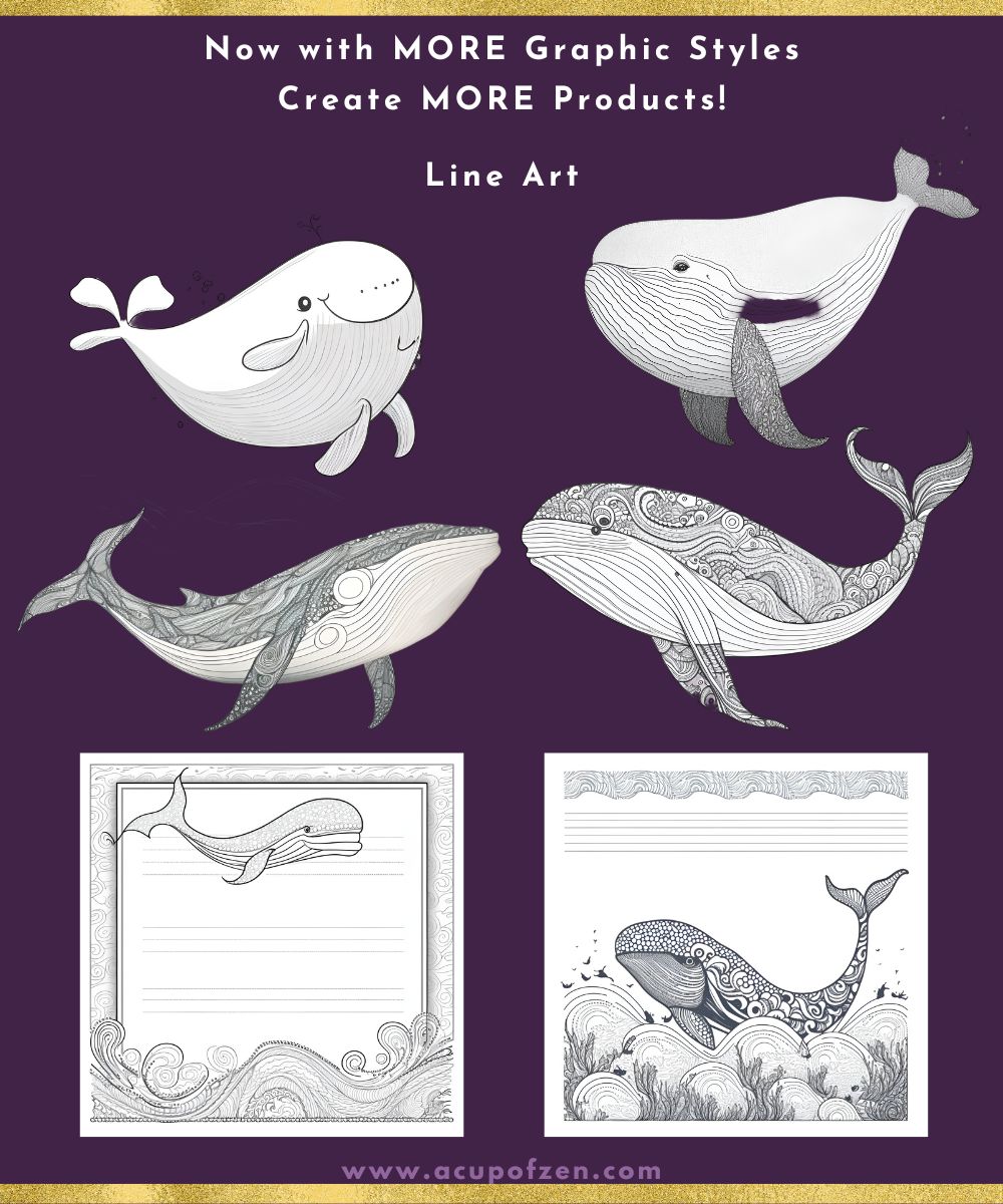 Whale Spirit Animal Line Art Graphics