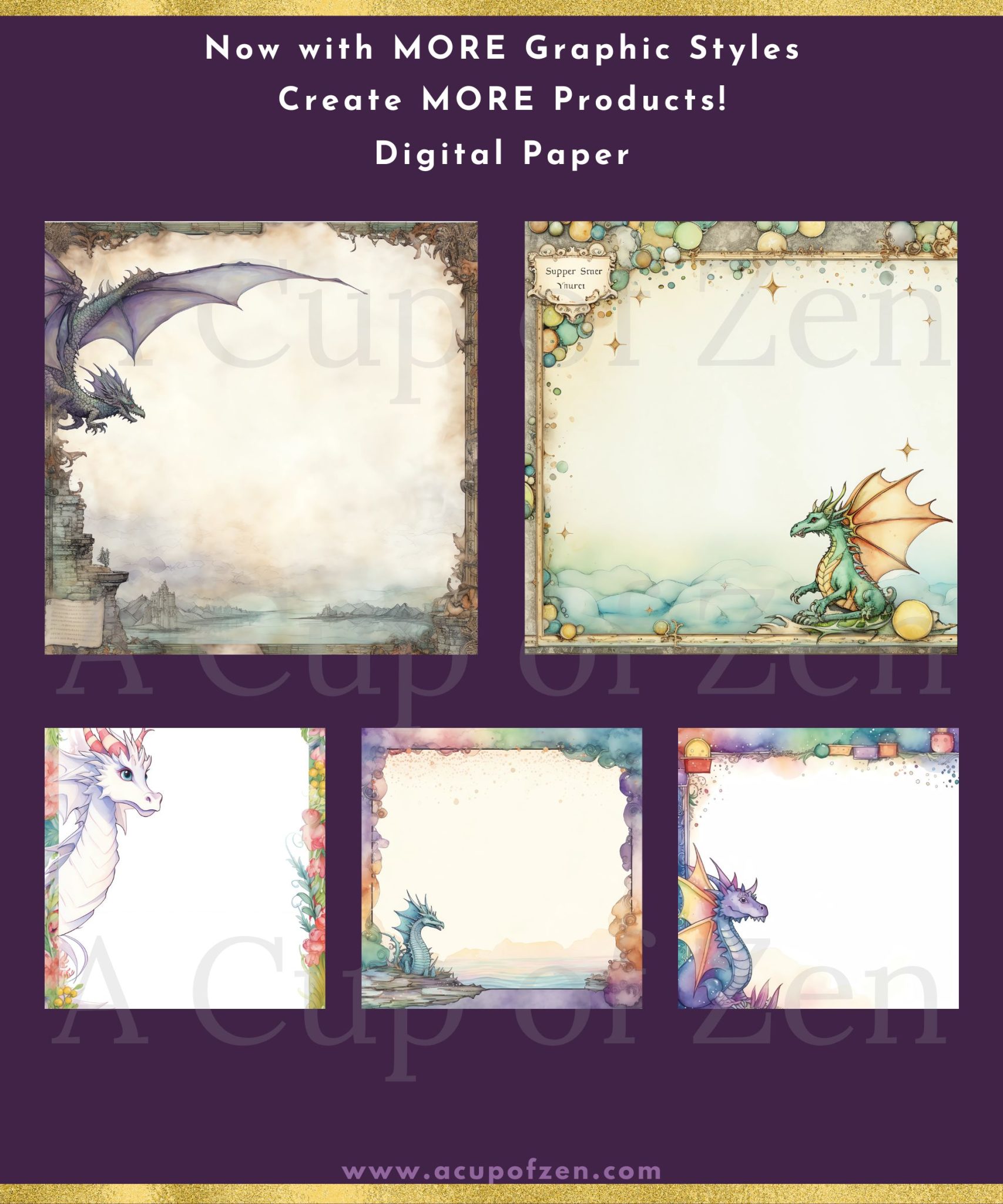 Spirit Animals Dragon Digital Paper Commercial Use