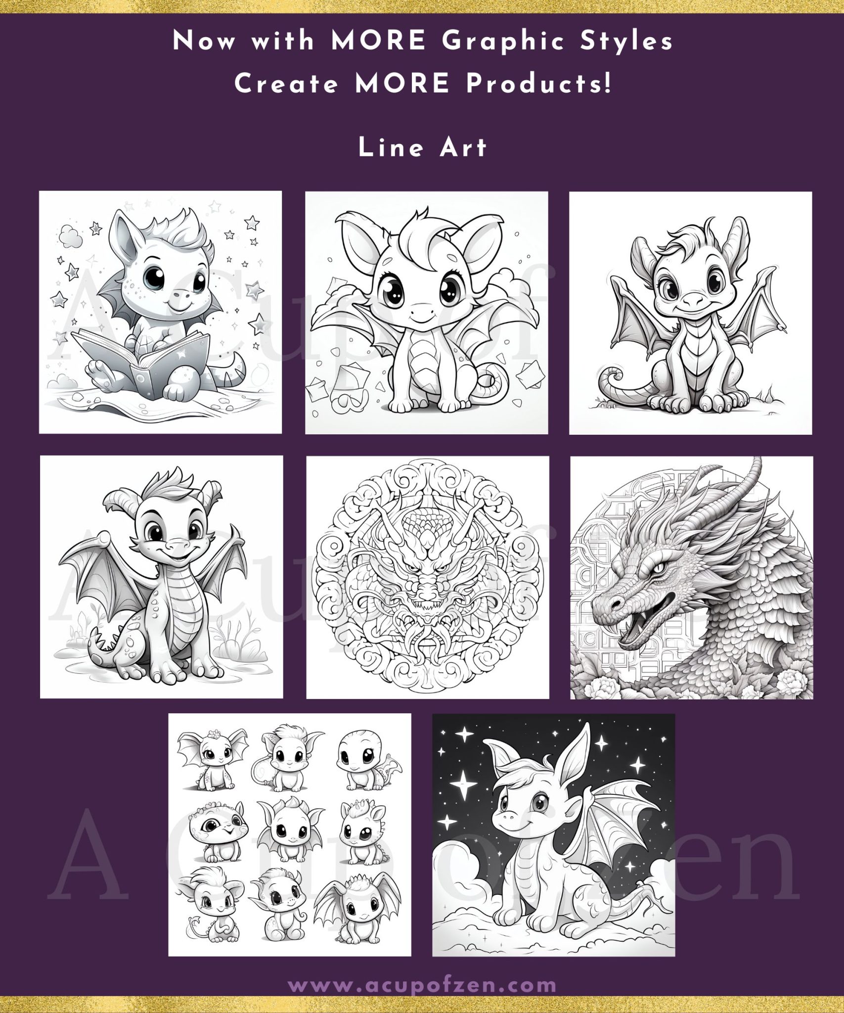 Spirit Animals Dragon Line Art Commercial Use