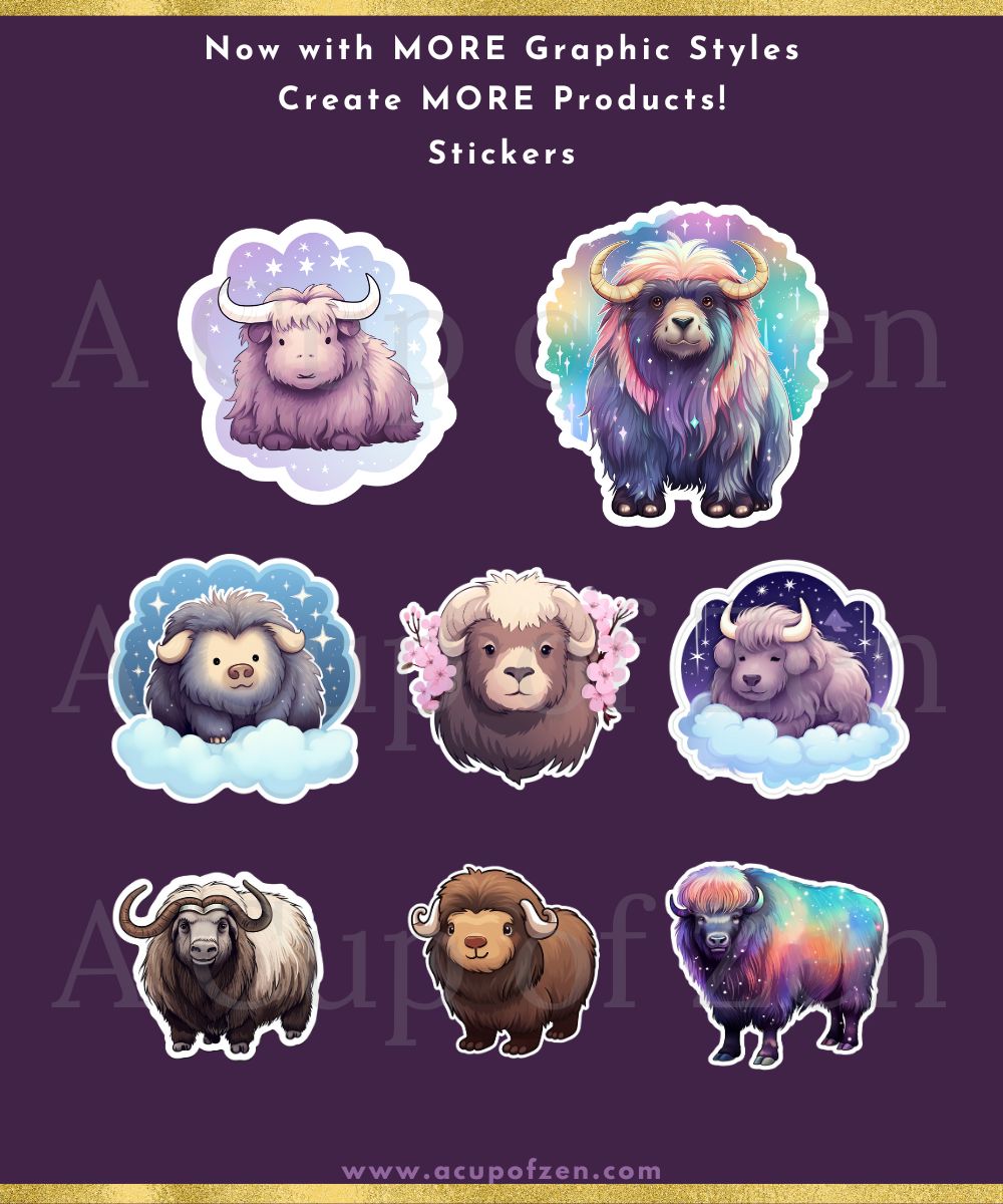 Musk Ox Chinese Stickers Commercial Use