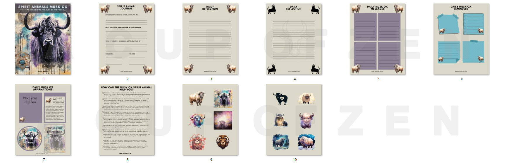 Musk Ox Canva Journal Template Commercial Use