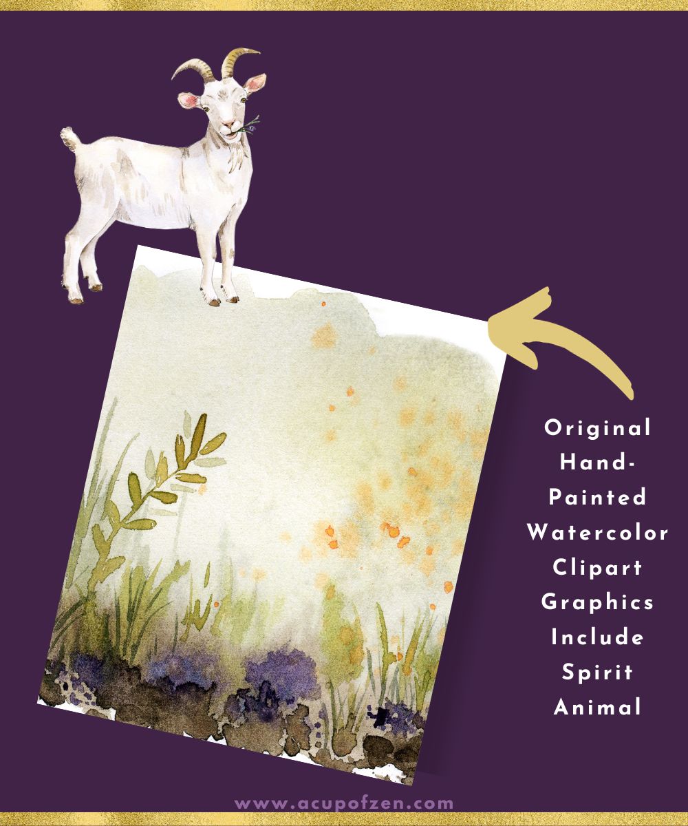 hand painted watercolor goat spirit animal graphics