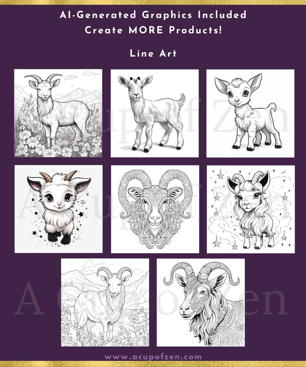 Spirit Animals Goat Lineart Graphics Commercial Use