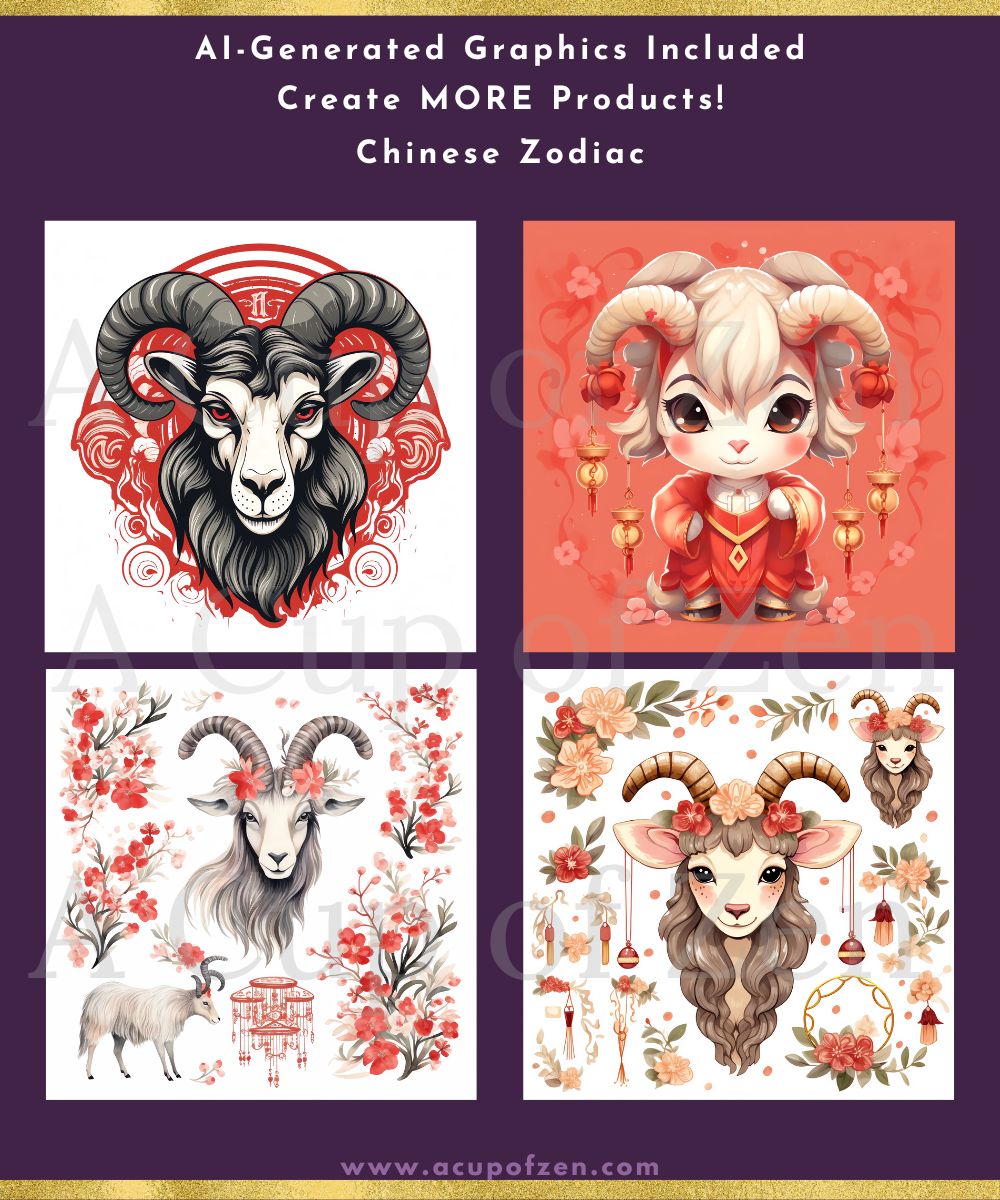 Spirit Animals Goat Chinese New Year Graphics Commercial Use