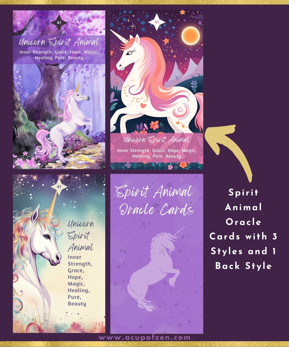 Unicorn Spirit Animals Oracle Cards Canva Templates
