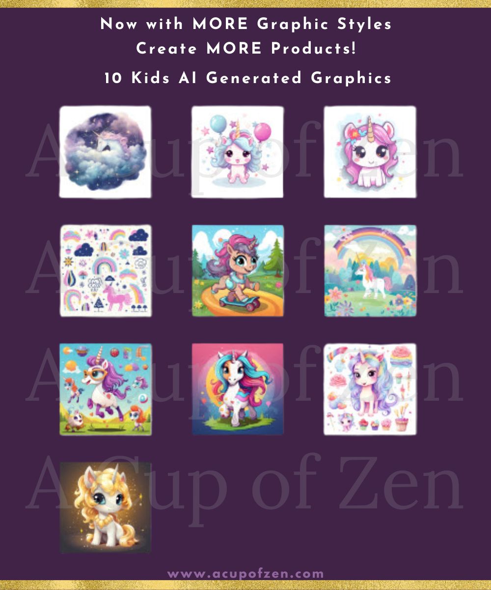 Kids Unicorn AI Generated Graphics Commercial Use