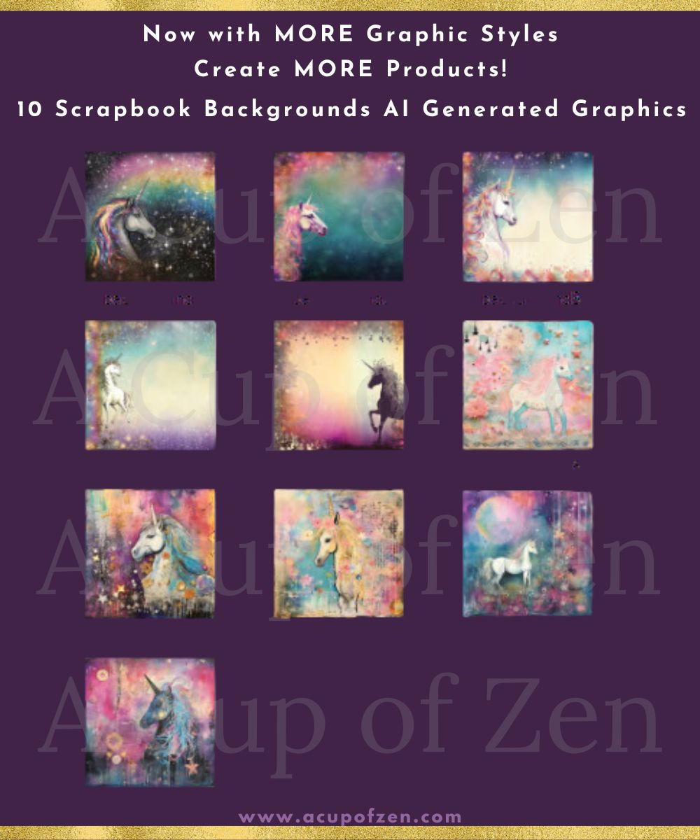 Scrapbook Unicorn AI Generated Graphics Commercial Use